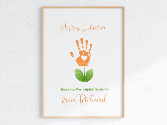 Teacher Appreciation Flower Hand Art Personalized Thank You Poster
