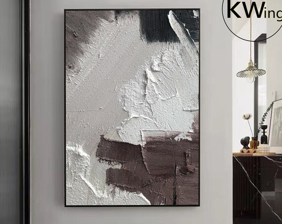 White And Brown Textured Wall Art 3d Abstract Texture Painting Brown And White Minimalist Art White Acrylic Painting Brown Texture Art