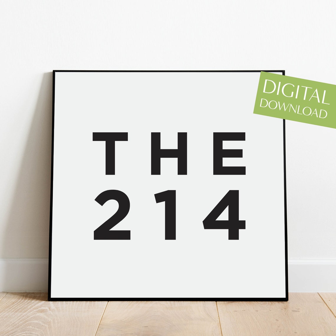 Dallas 214 Area Code Minimalist Typography Poster for Texas Fans