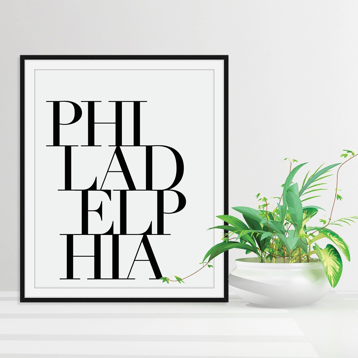 Philadelphia Stacked Elegant Serif Typography City Name Poster Art - Image 2