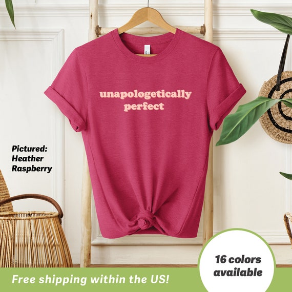 Unapologetically Perfect Retro Lettering Graphic Print Tee Mockup Pink