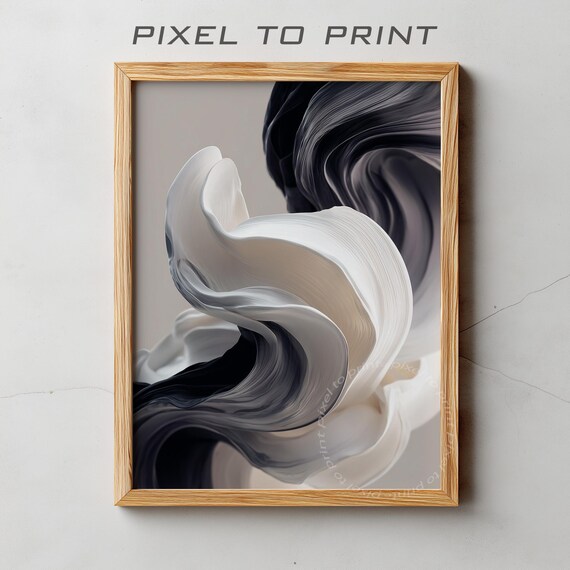Black And White Midcentury Modern Abstract Art Print
