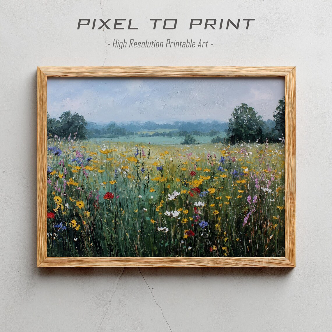 Colorful Wildflower Field Yellow Red Blue Summer Meadow Poster
