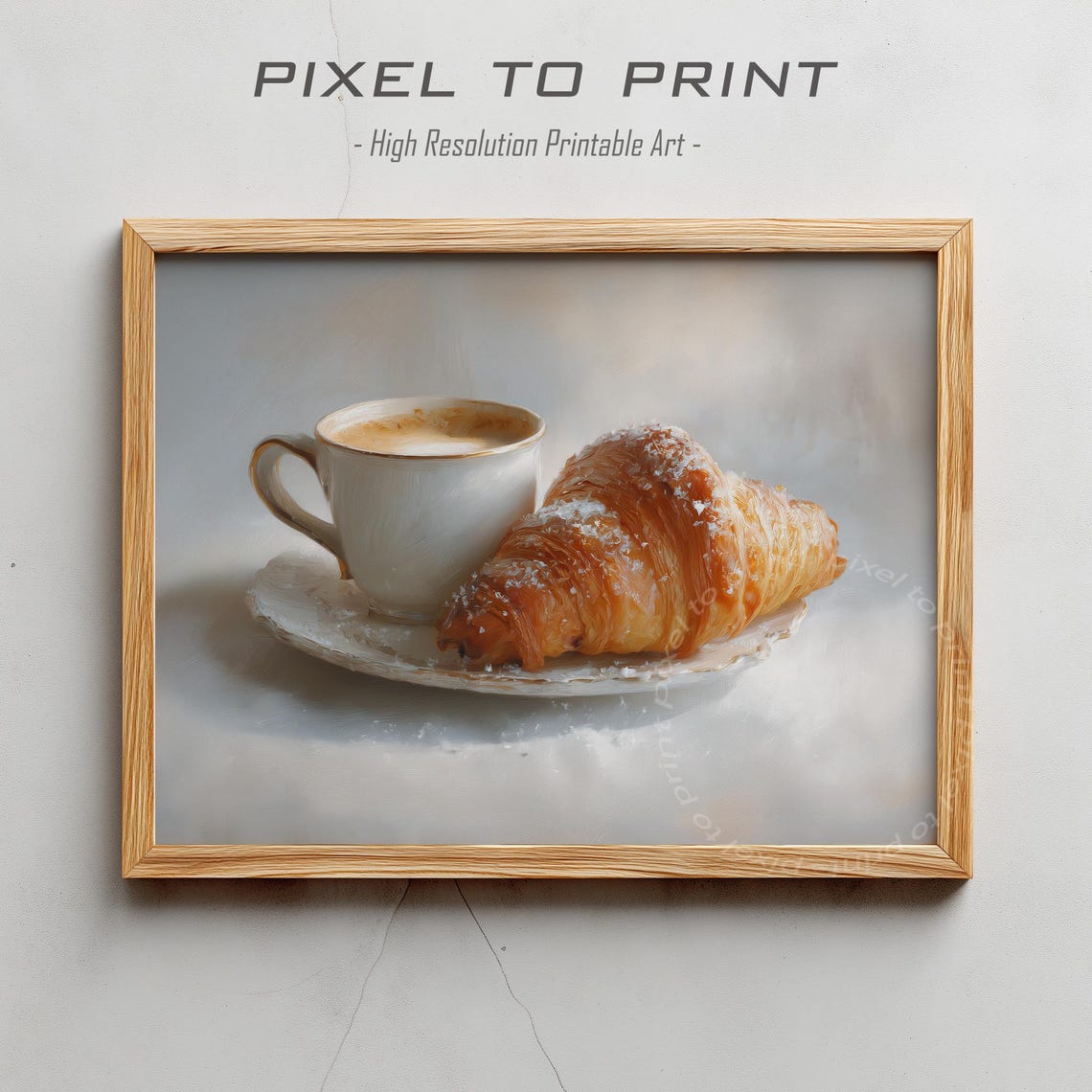 Cappuccino and Croissant Morning Still Life Coffee House Art Poster