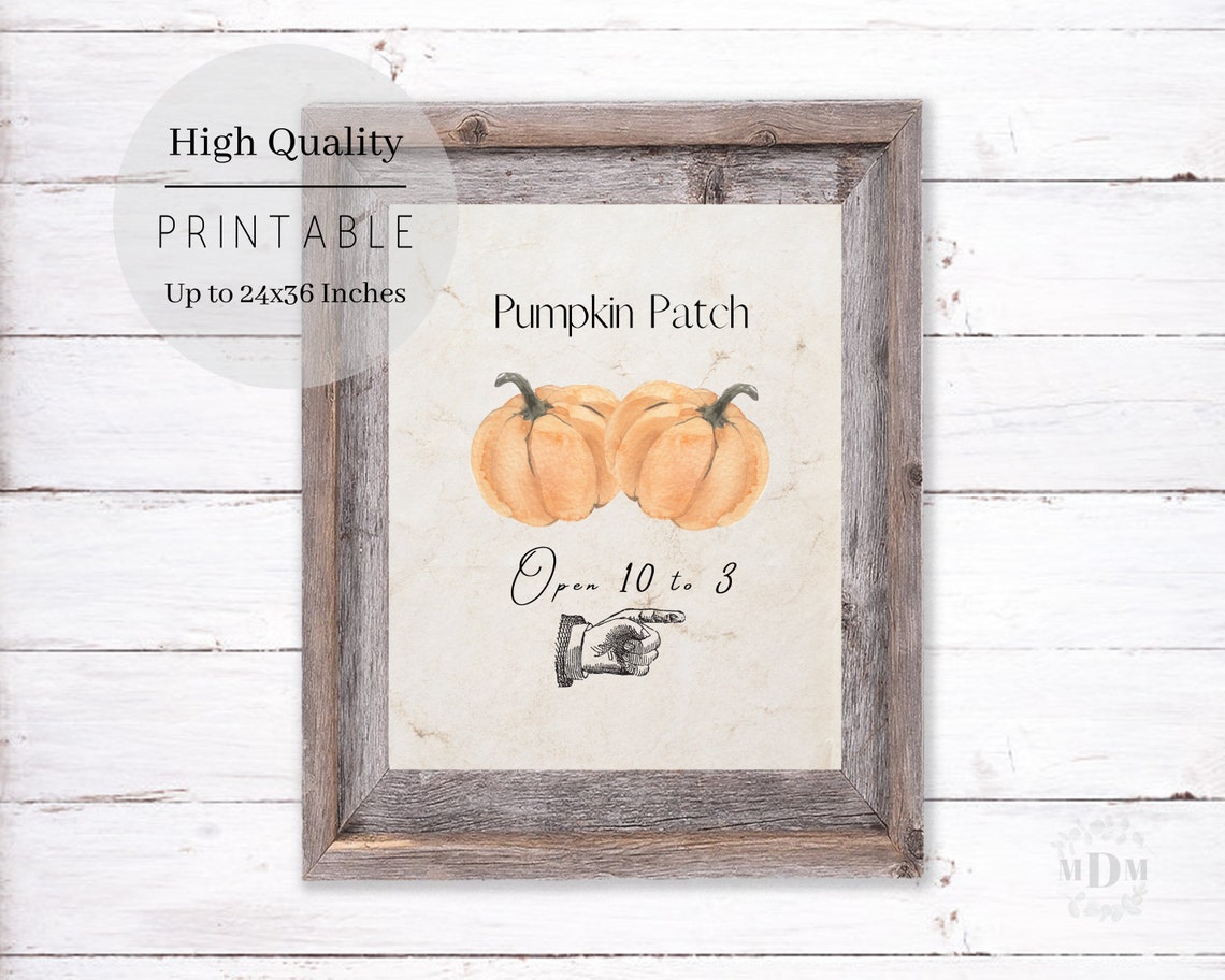 Pumpkin Patch Open 10 To 3 Watercolor Fall Farm Stand Sign Poster - Image 3