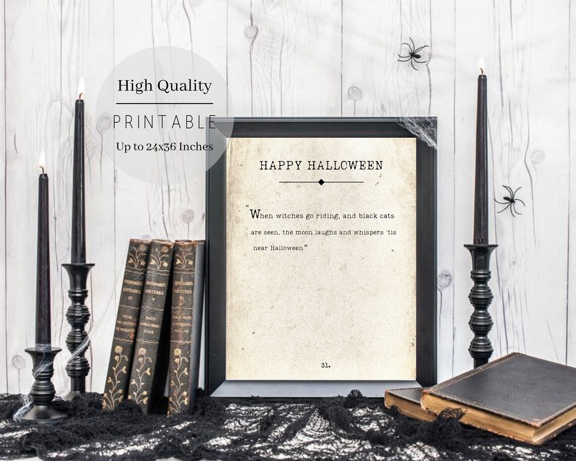 Happy Halloween Book Page Print, Antique Witches Poster - Image 5
