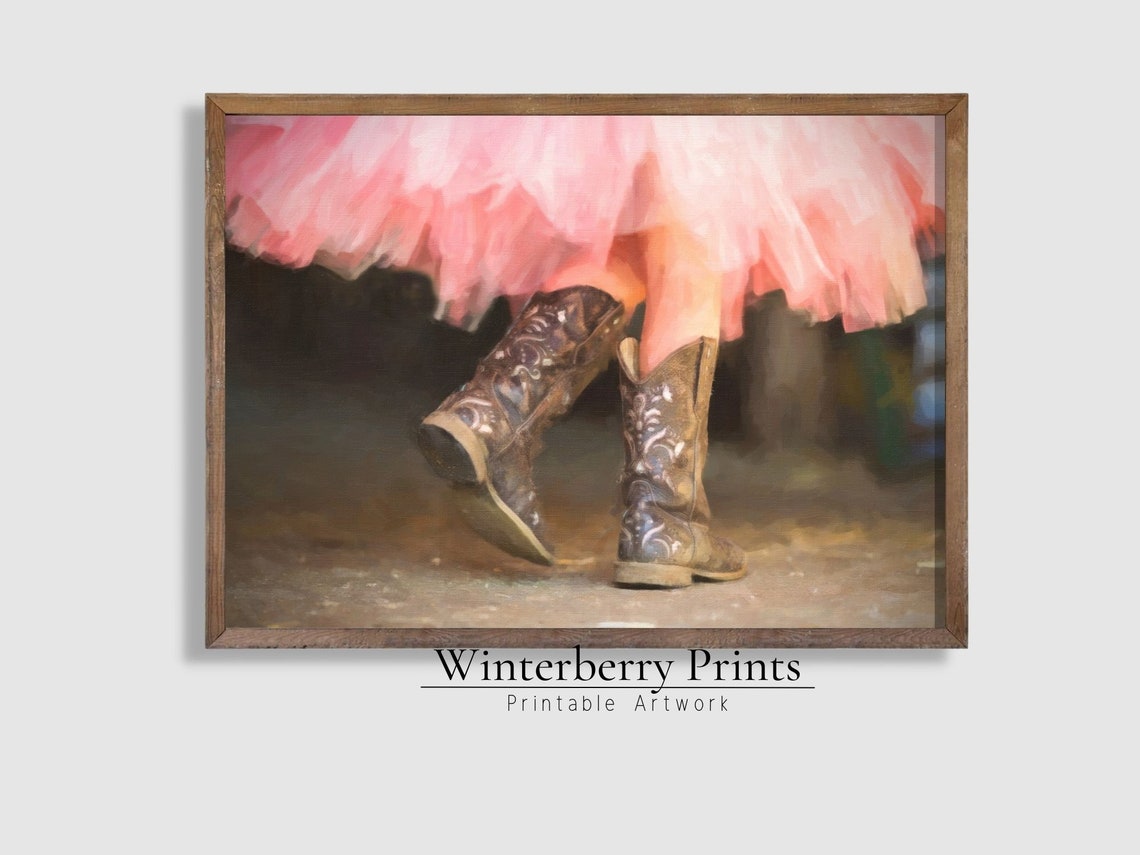 Cowgirl Wall Art Cowgirl Boots And Tutus Pink Wall Art Trendy Wall Art Girls Room Decor 107