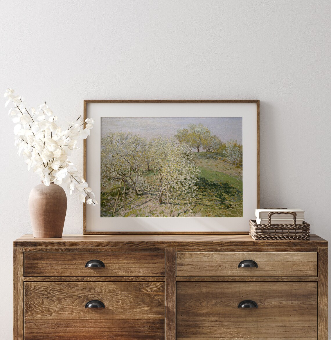 Spring Flowering Fruit Trees In Bloom Hillside Impressionist Art Poster - Image 3