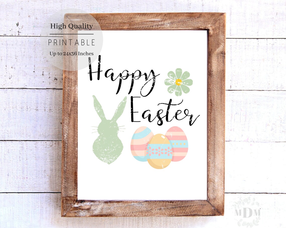 Happy Easter, Easter Bunny Farmhouse Decor - Image 3
