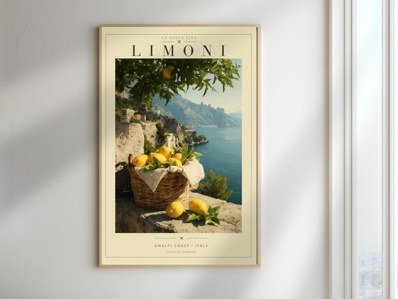 Limoni Amalfi Coast Italy Lemon Basket La Dolce Vita Travel Poster