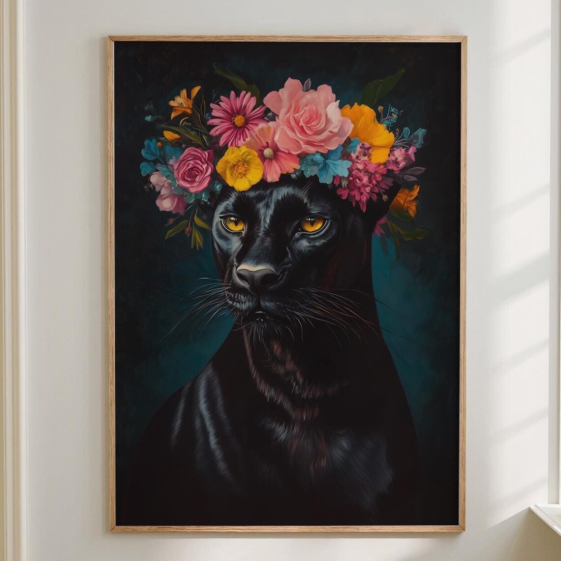 Black Panther Maximalist Eclectic Animal Art Print