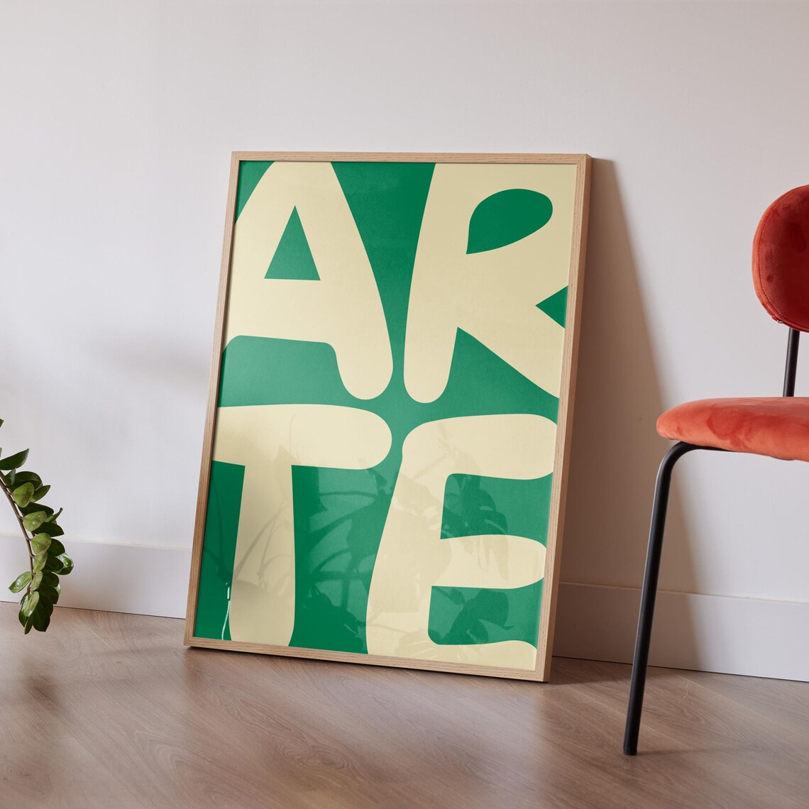 Arte Green Cream Bold Typography Poster Italian Retro Style Decor