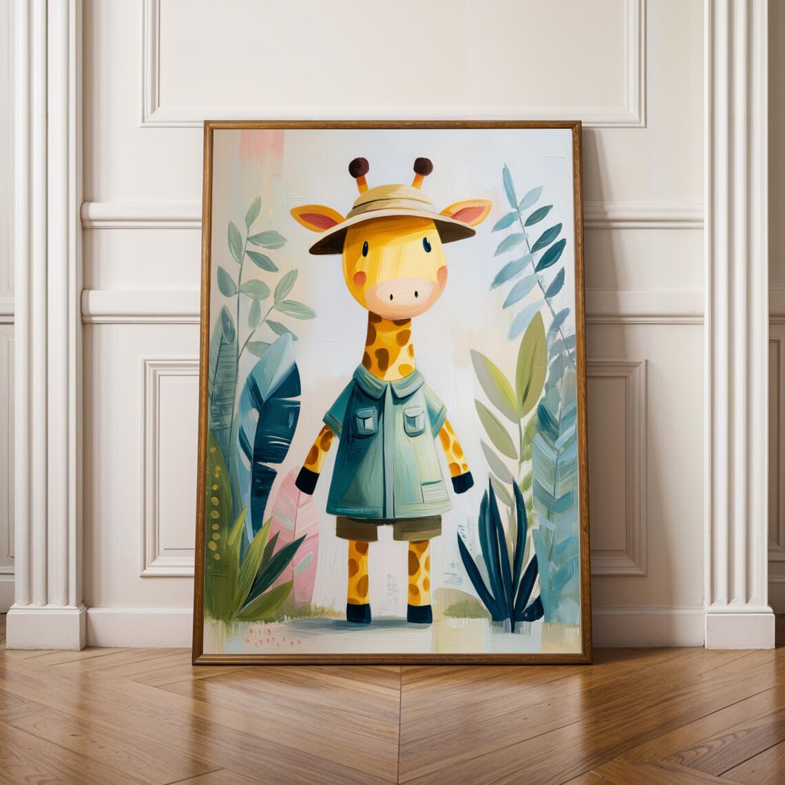 Cute Giraffe Safari Explorer Kids Jungle Nursery Animal Wall Art