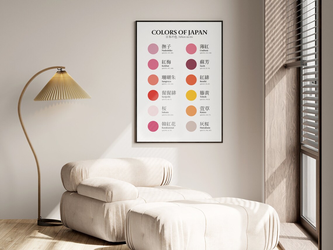 Colors of Japan Nihon No Iro Color Chart With Kanji and RGB Poster - Image 2