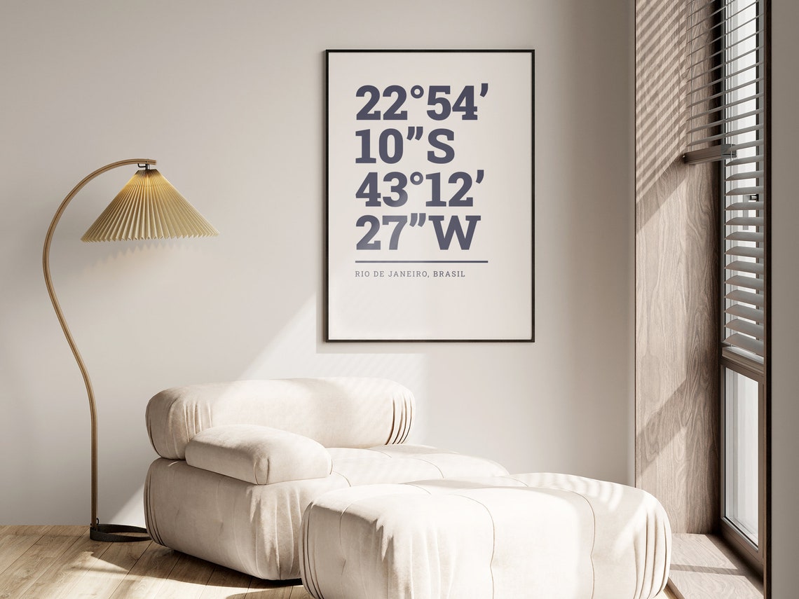 Rio de Janeiro Brasil Coordinates Bold Typography City Map Poster - Image 2