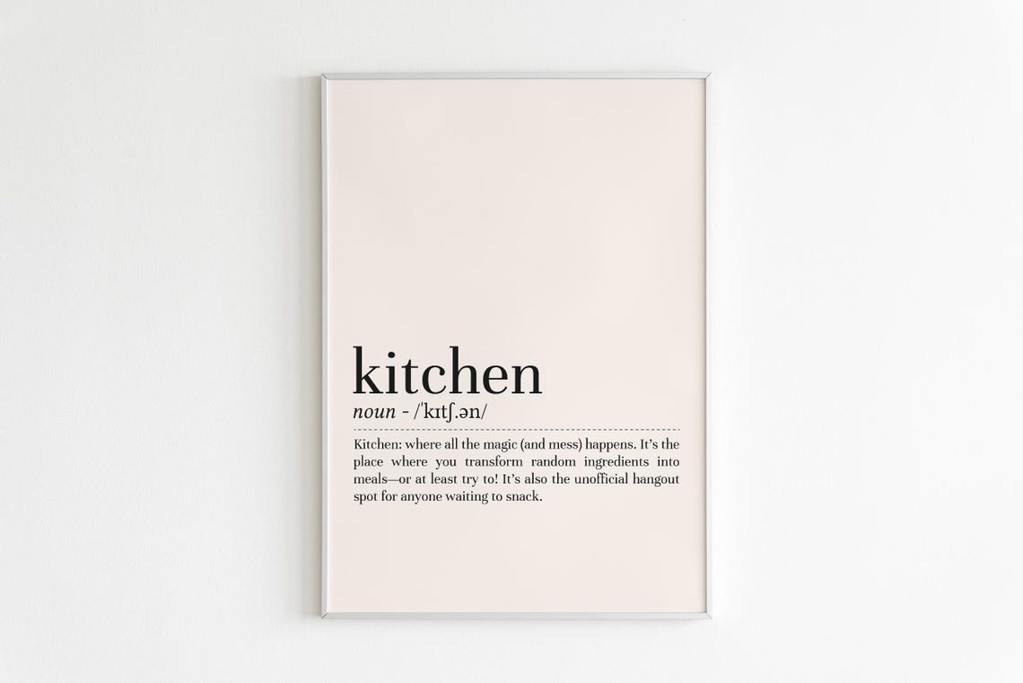 Kitchen Definition Funny Cooking Dictionary Style Typography Poster
