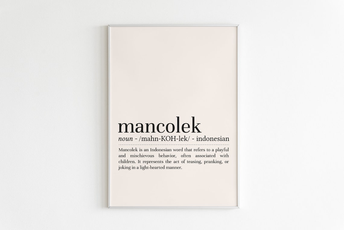 Mancolek Indonesian Word Definition Dictionary Playful Art Poster