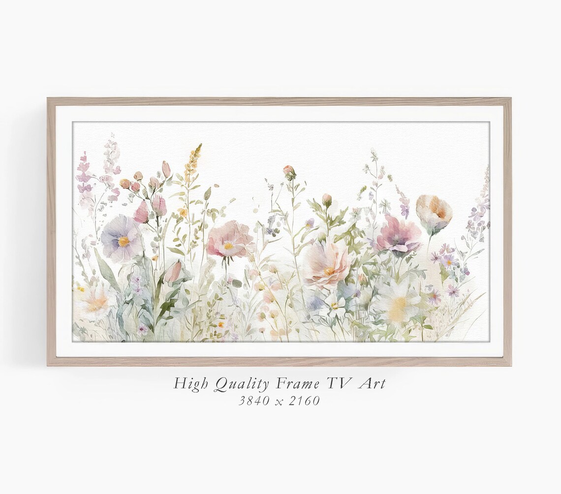 Pink Cosmos Wildflowers Watercolor Pastel Spring Floral Art Print - Image 3