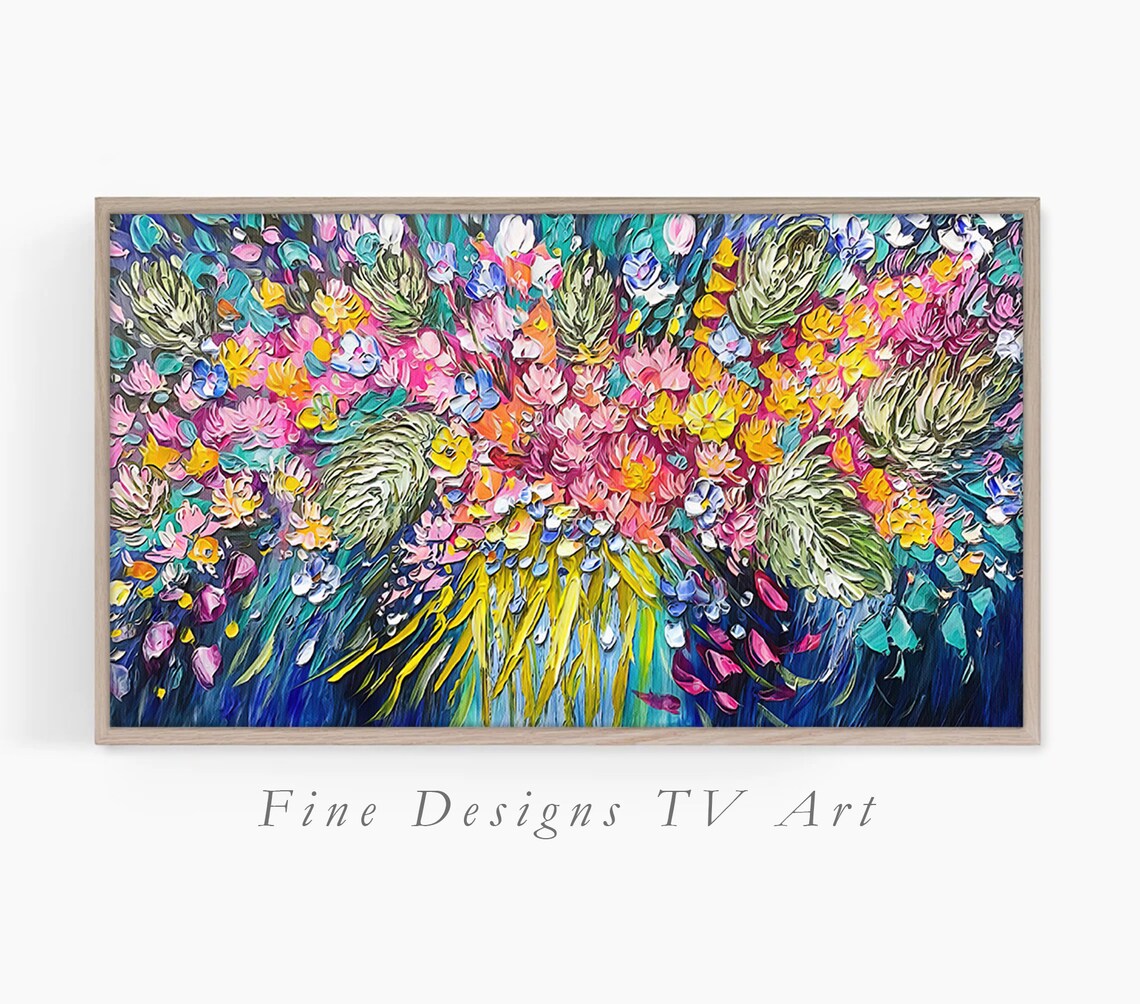Abstract Floral Bouquet, Colorful Impressionist Art Print