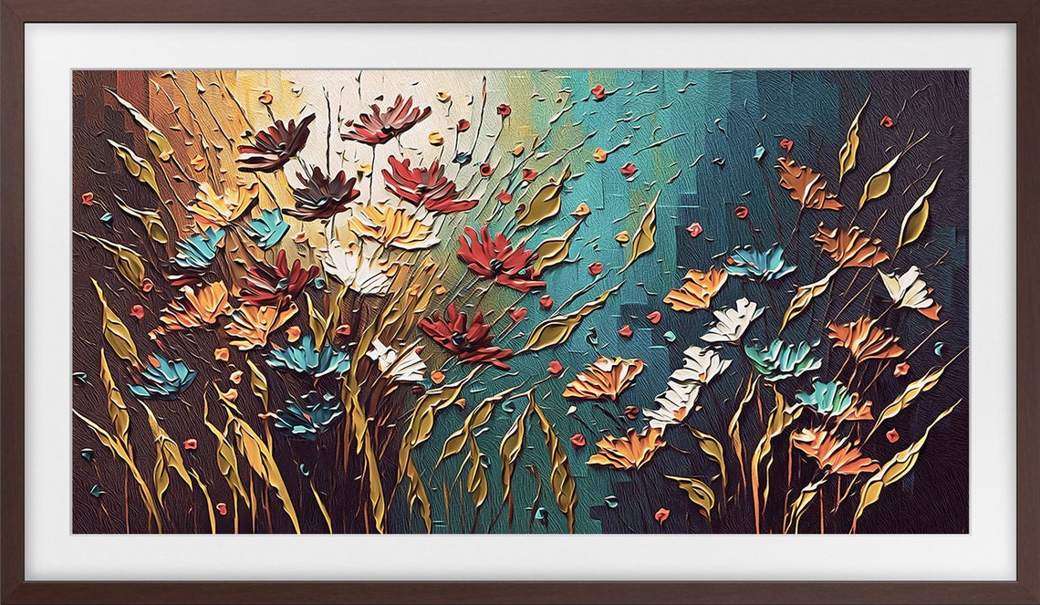 Abstract Floral Beauty Dark Charcoal Gold Elegant Flower Art Poster - Image 3