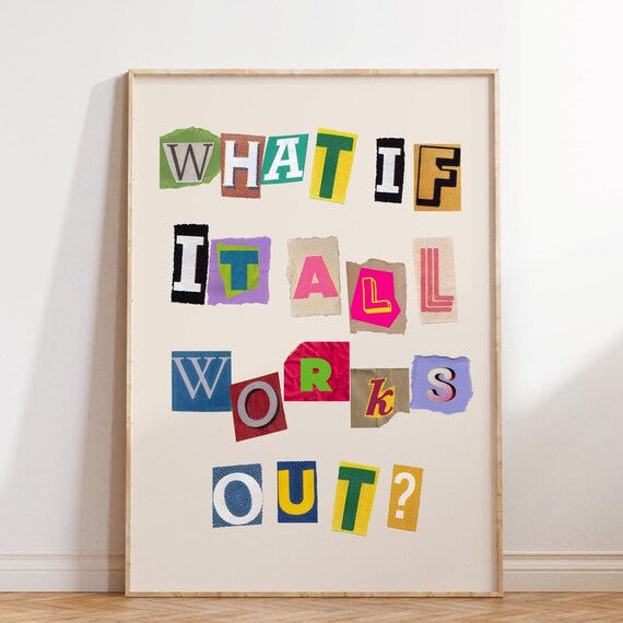 What If It All Works Out Retro Newspaper Print Retro Wall Art Typography Poster Dorm Decor Wall Art Retro Poster Wall Decor