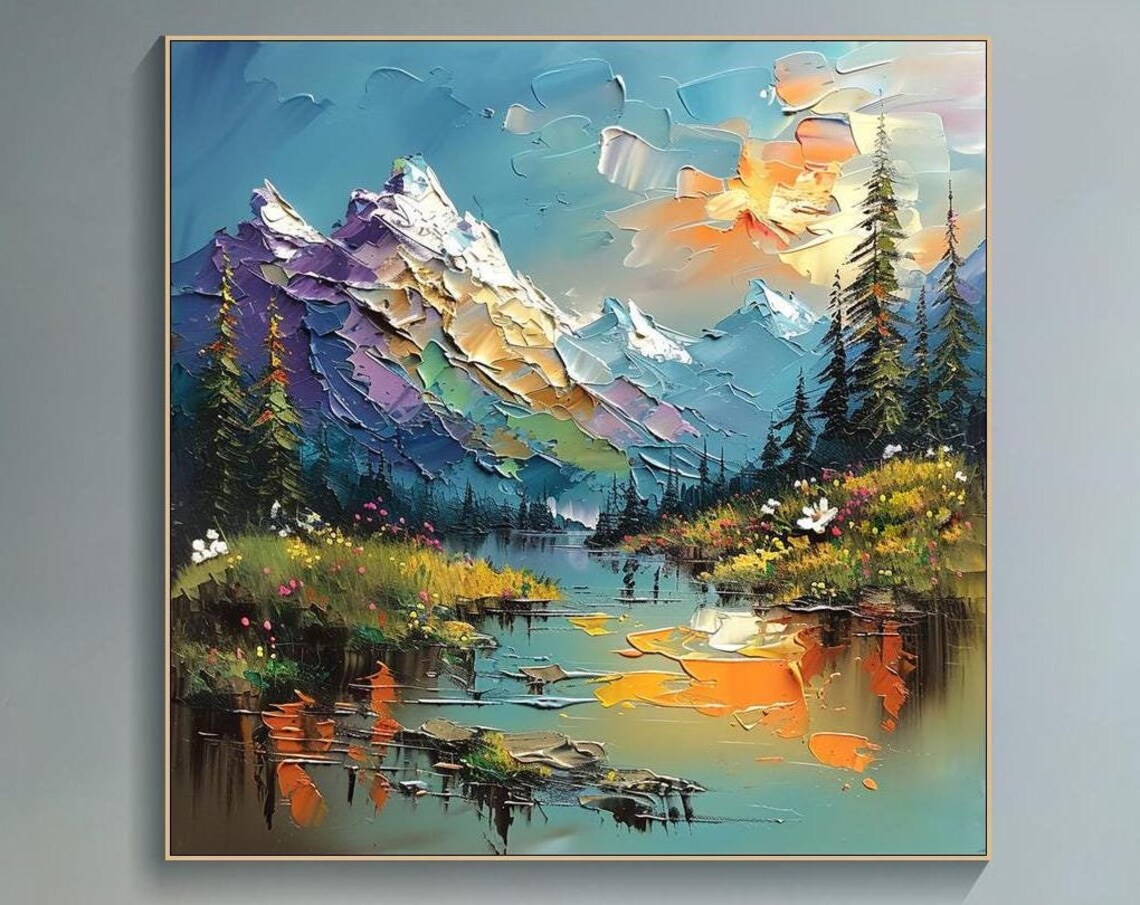 Abstract Mountain Landscape Oil Painting Art Print