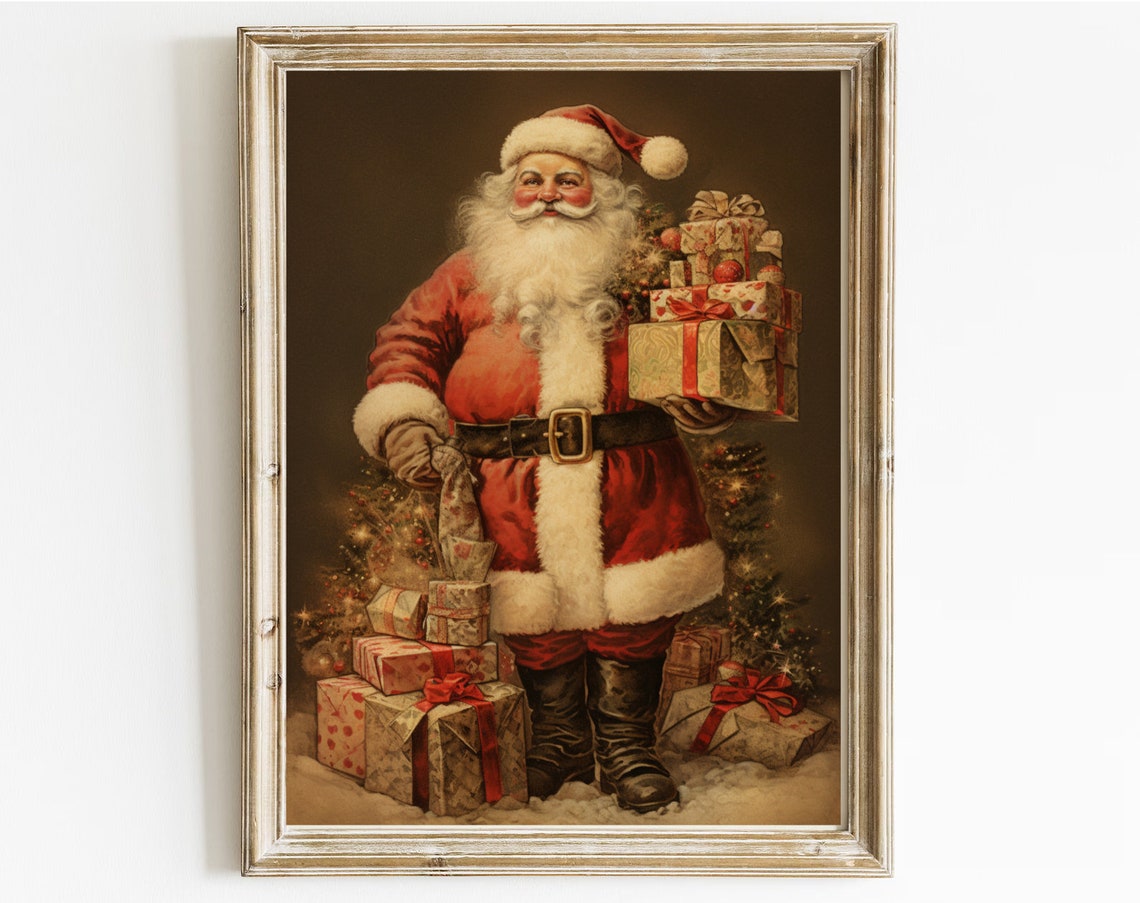 Vintage Christmas Print Vintage Santa Claus Print Christmas Print Santa Claus With Presents Vintage Holiday Print Farmhouse Christmas
