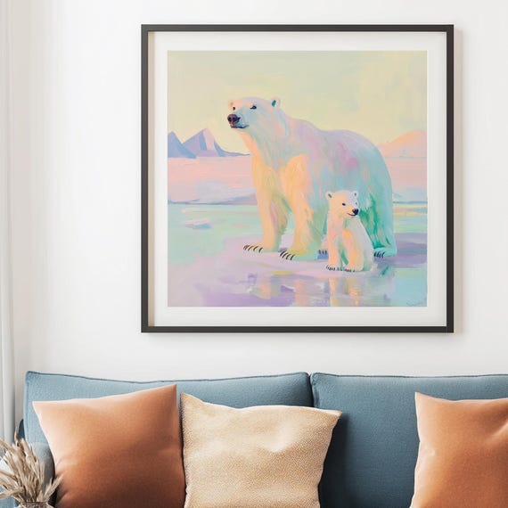 Polar Bear Canvas Art Print Beautiful Wildlife Artwork Animal Wall Decor For Living Room Bedroom Or Office Arctic