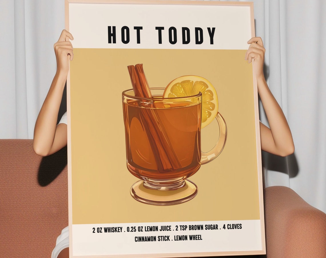 Hot Toddy Whiskey Drink Recipe With Cinnamon And Lemon Vintage Poster - Image 2