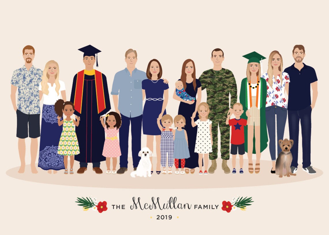 Large Family Portrait, Family Reunion Wall Art Print - Image 3