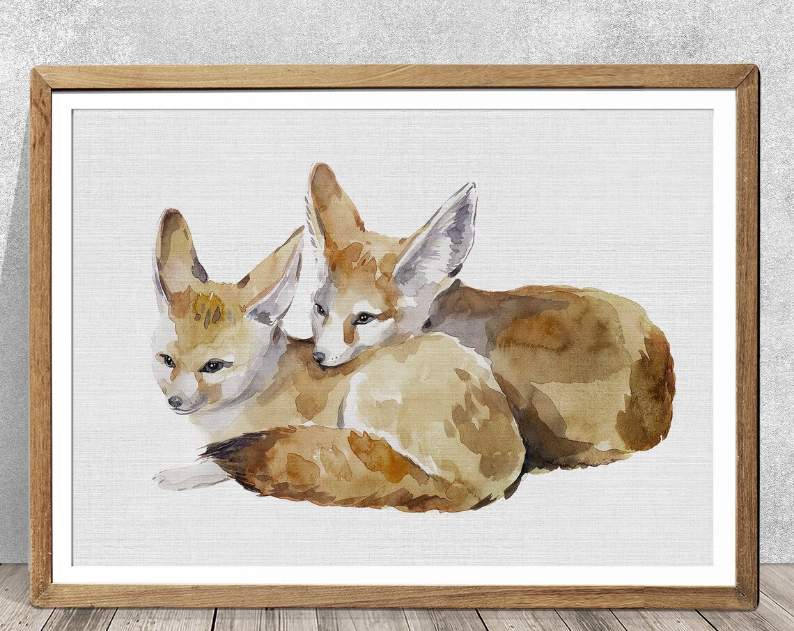 Fennec Fox Watercolor Art Print, Animal Lover Gift
