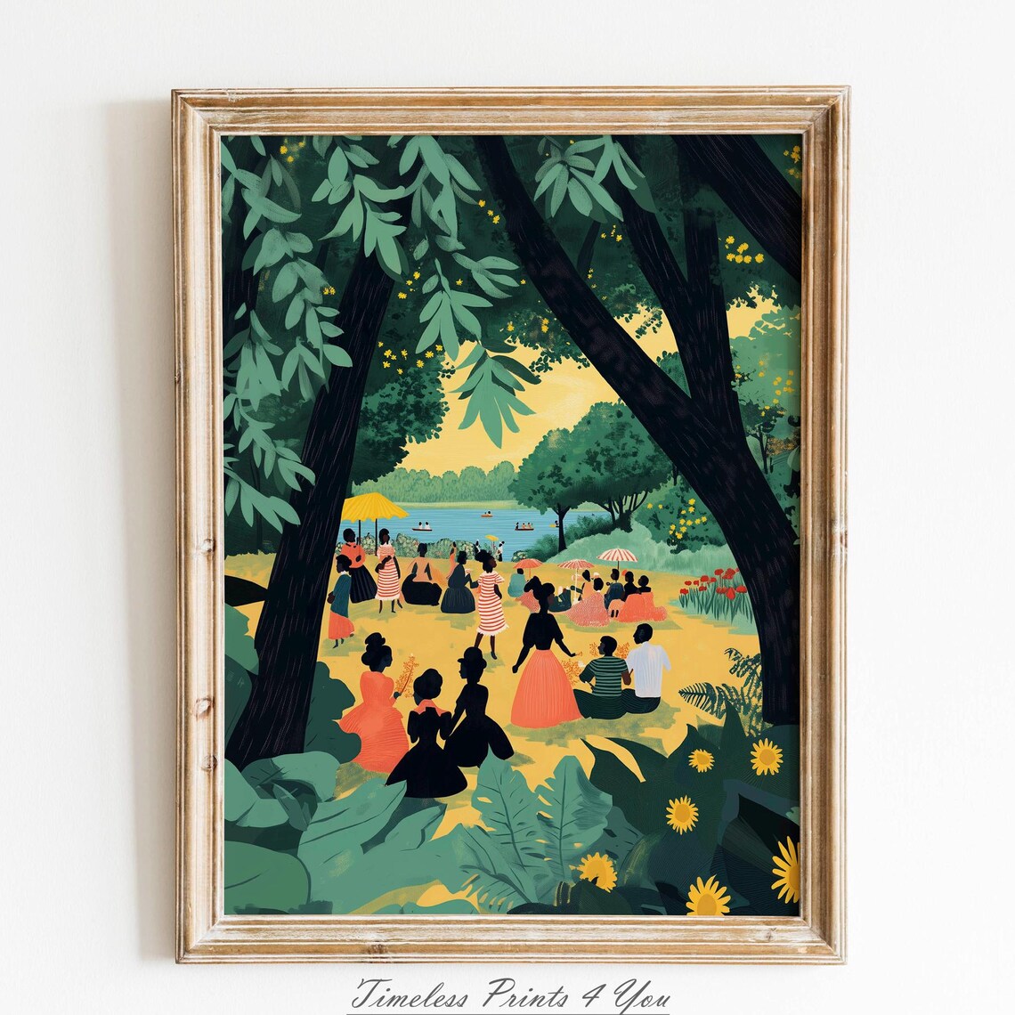 Juneteenth Lakeside Picnic Gathering Vintage Celebration Art Poster