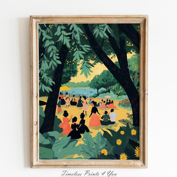 African Art Prints Black Artwork Painting Juneteenth Picnic