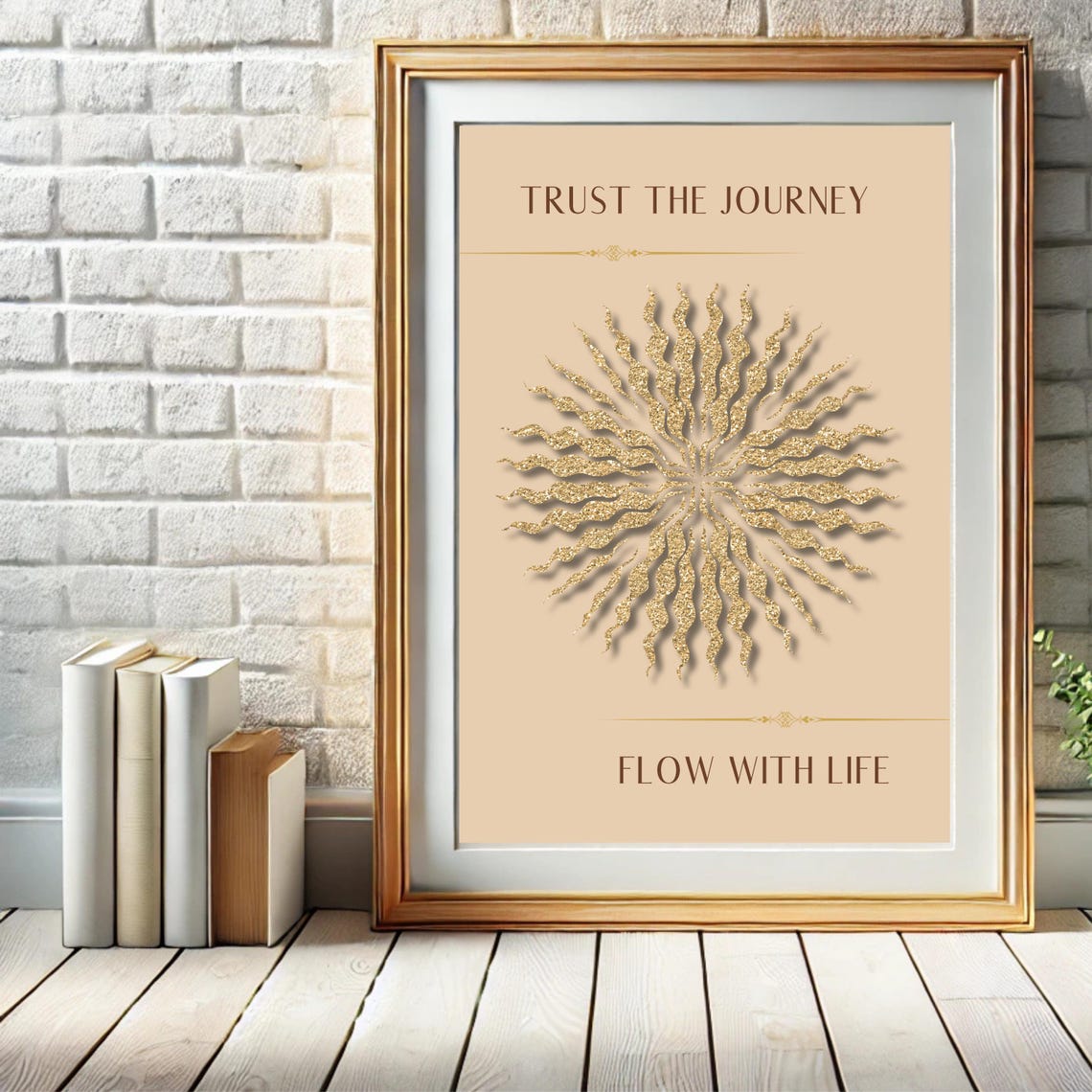 Trust the Journey Peach Golden Sun Affirmation Quote Wall Decor Poster