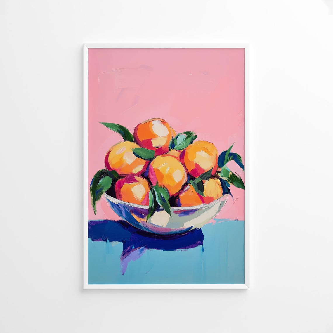 Bowl of Fresh Oranges Citrus Still Life Pastel Kitchen Poster