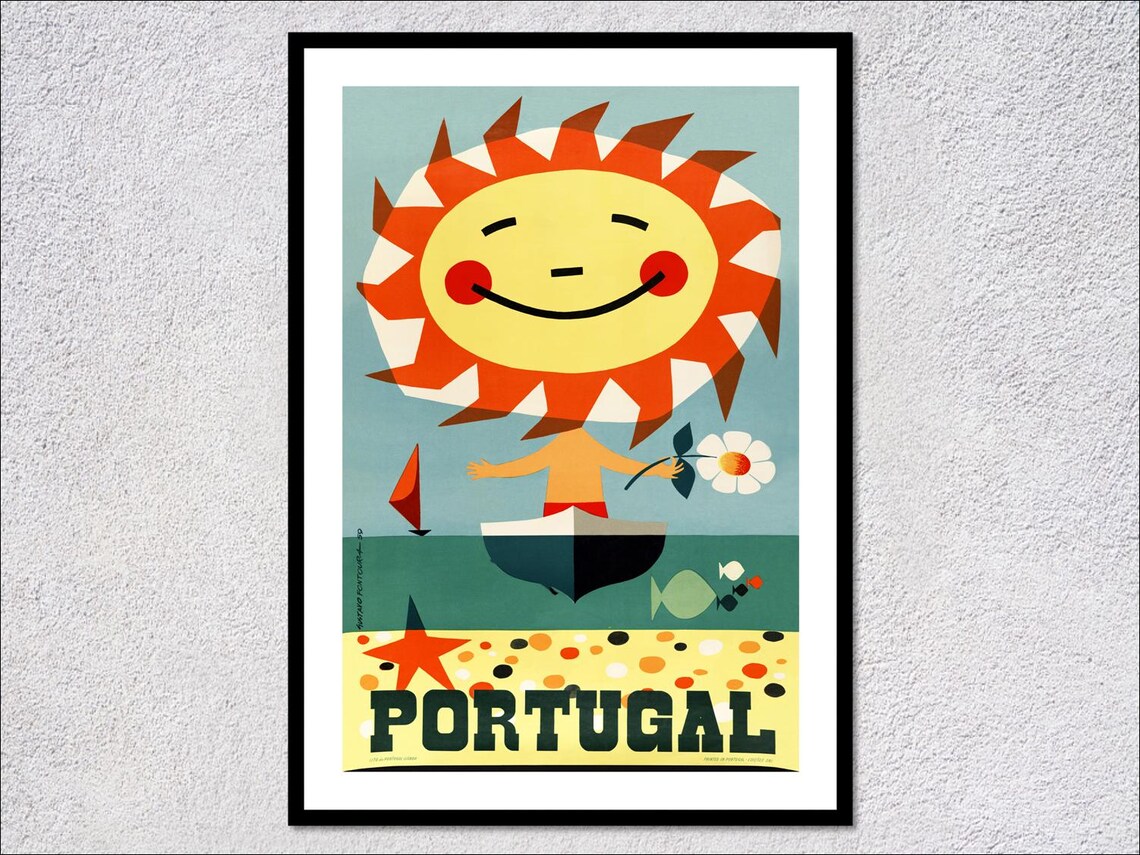 Vintage Portugal Travel Poster, Retro Portuguese Tour