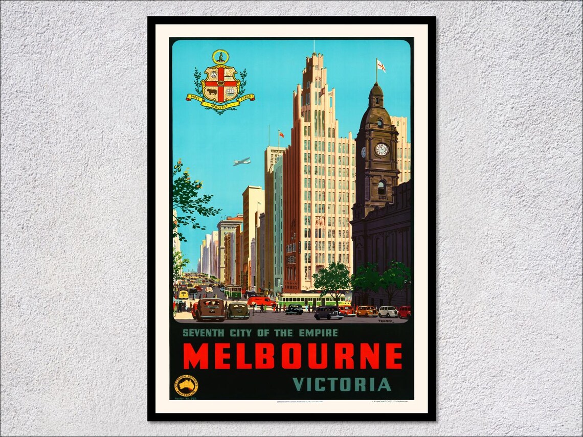 Melbourne Vintage Travel Poster, Victoria Australia