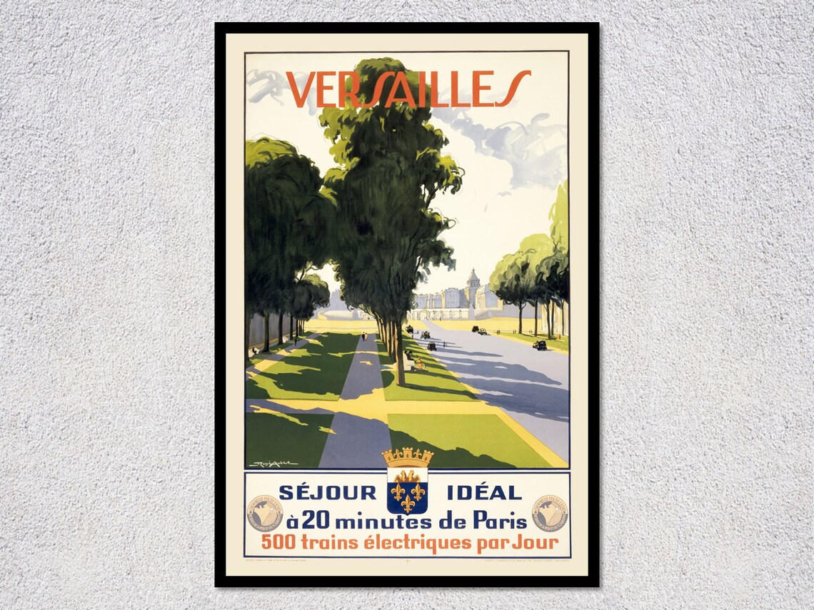 Versailles Vintage France Travel Poster, Paris