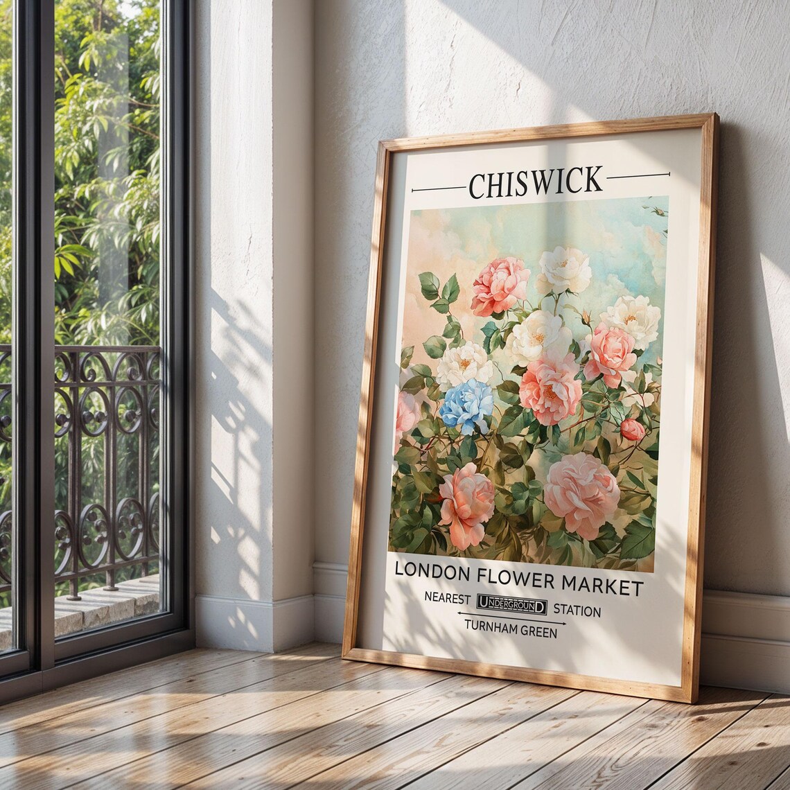 William Morris Style Rose Print, Chiswick Flower Market
