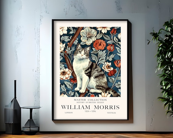 William Morris Style Cat Master Collection British Design Textiles Poster