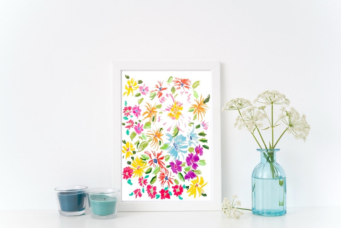 Delicate Tiny Wildflower Watercolor Garden Pattern Floral Poster
