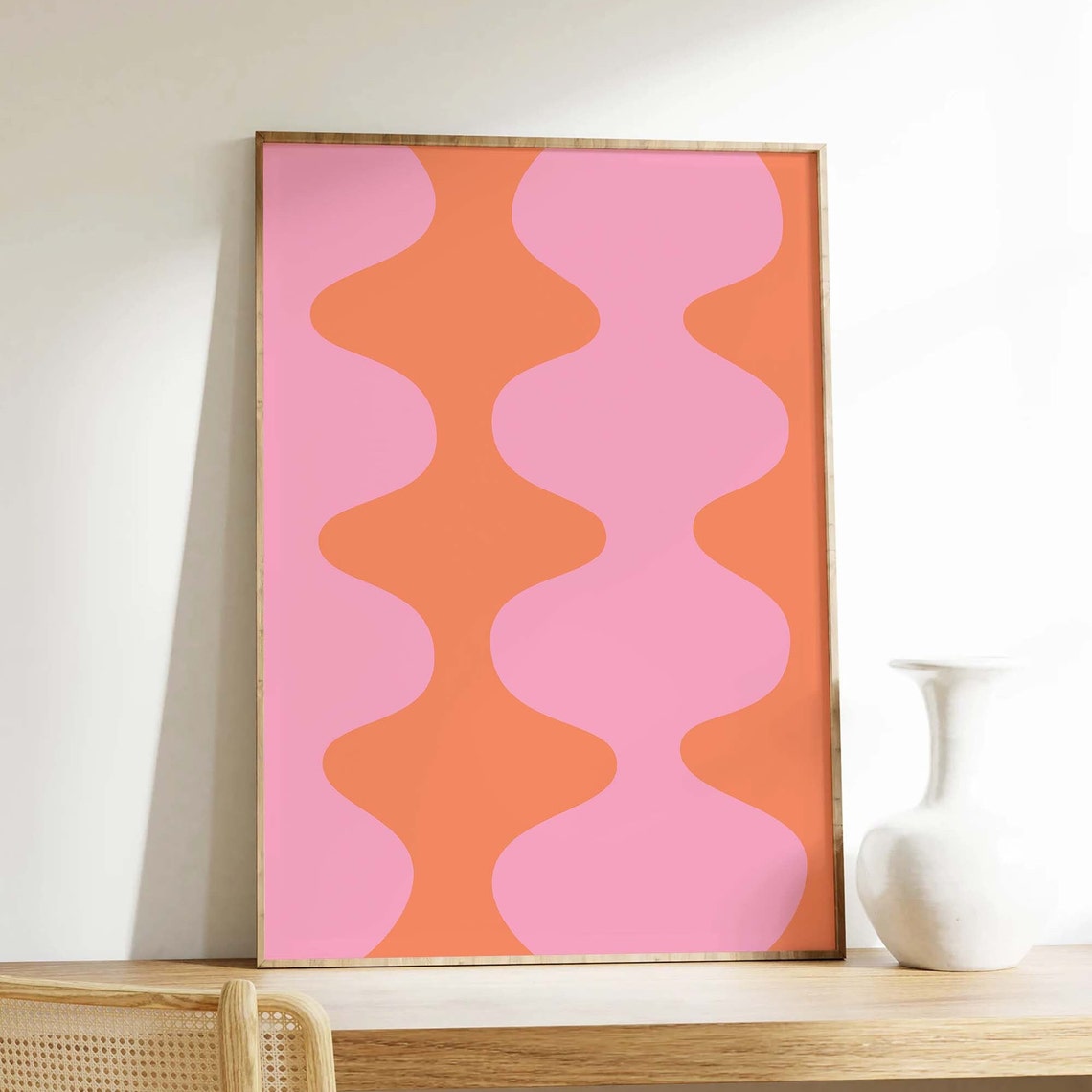 Pink Orange Wavy Abstract Groovy Retro 70s Wall Decor Poster - Image 2