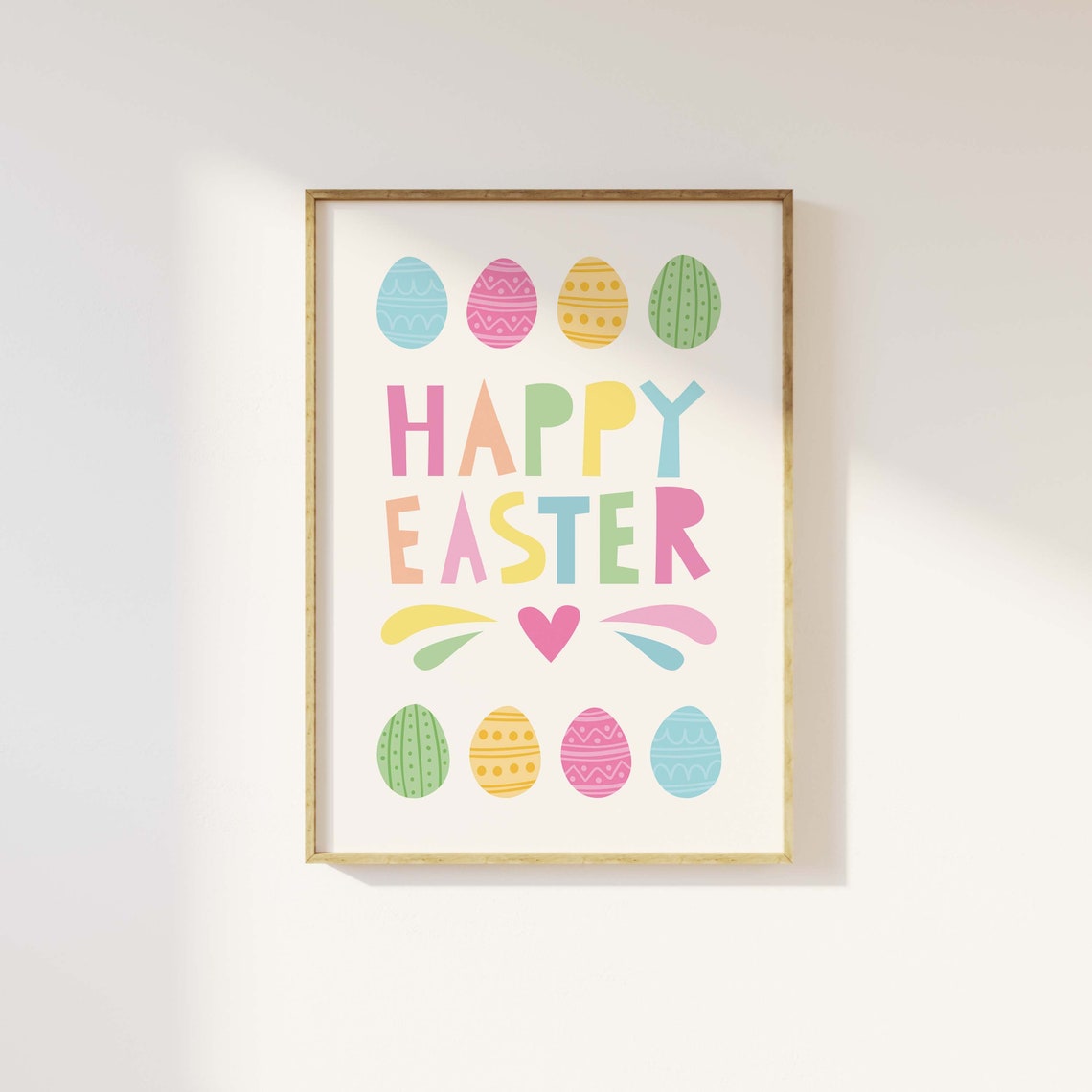 Happy Easter Print Art Cute Easter Art Print Pastel Easter Wall Art Trendy Easter Decor Spring Wall Decor - Image 3