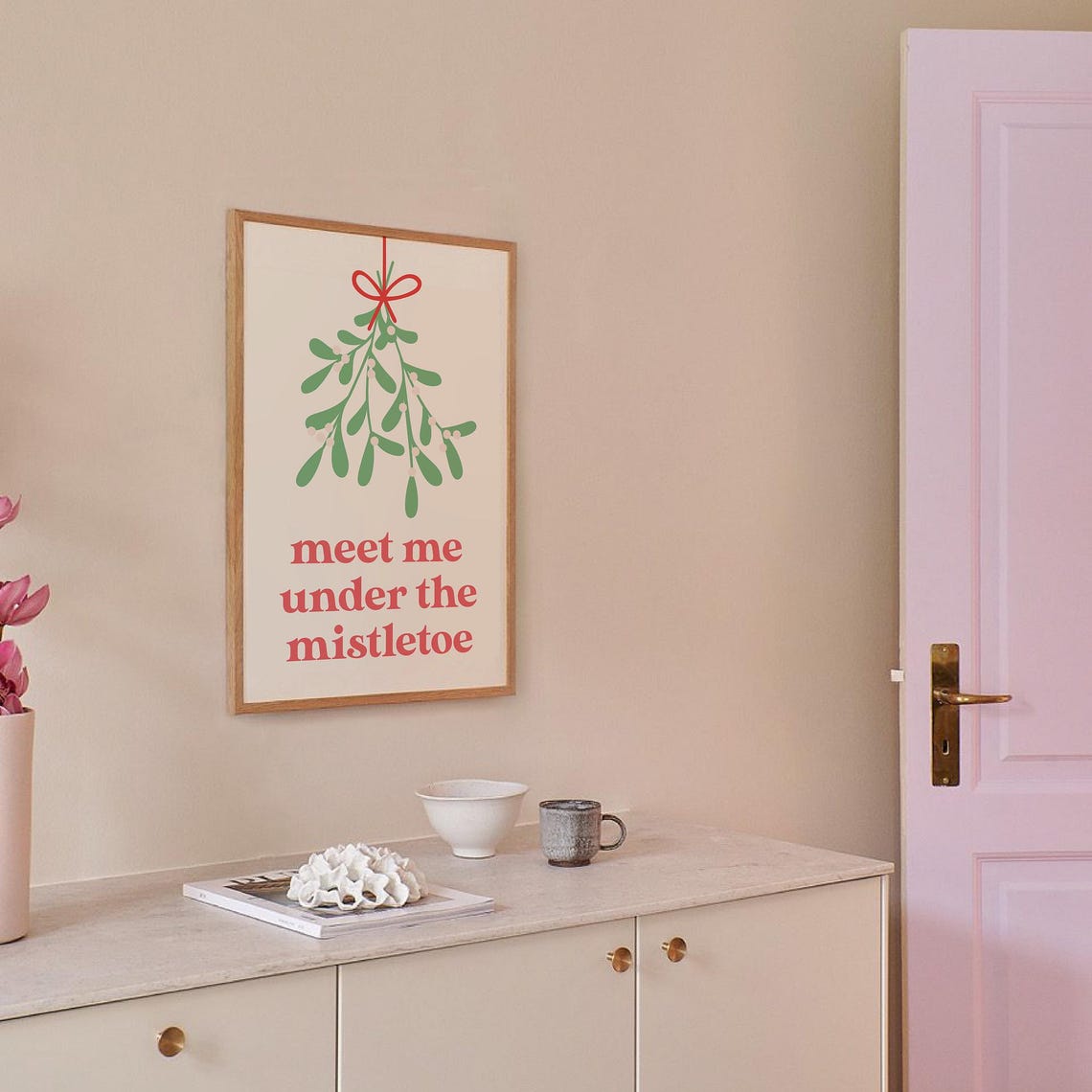 Meet Me Under The Mistletoe Romantic Christmas Quote Art Poster - Image 6