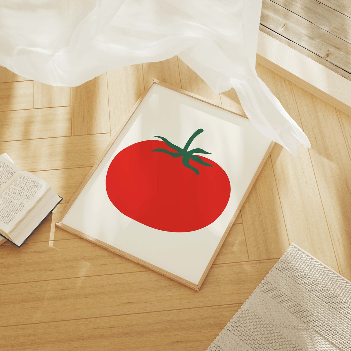 Oversized Red Tomato Minimalist Pop Art Cream Kitchen Decor Poster - Image 4
