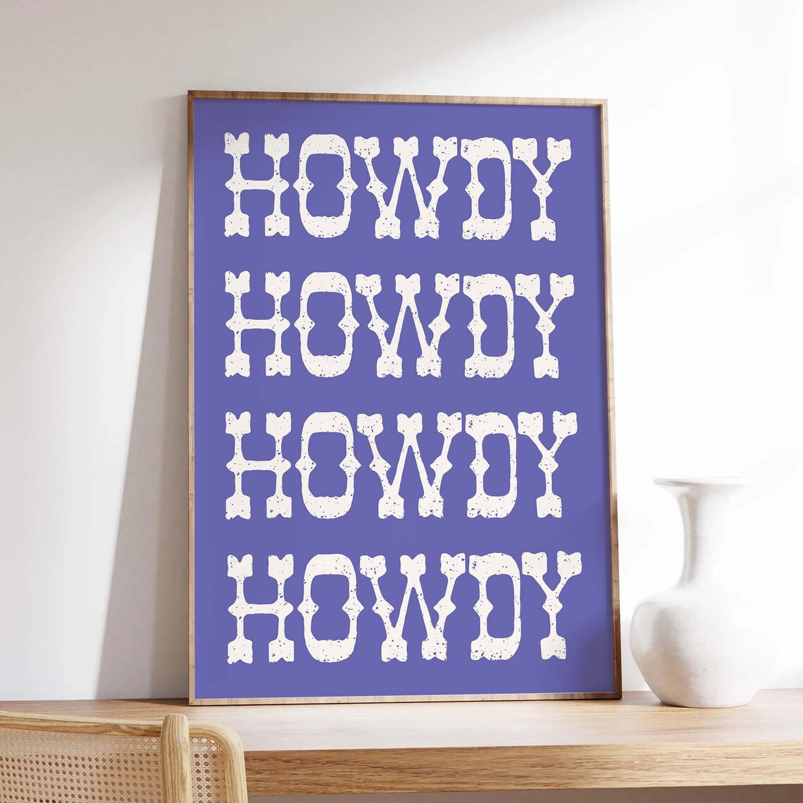 Howdy Western Lettering Purple Repeat Typography Retro Art Poster - Image 3
