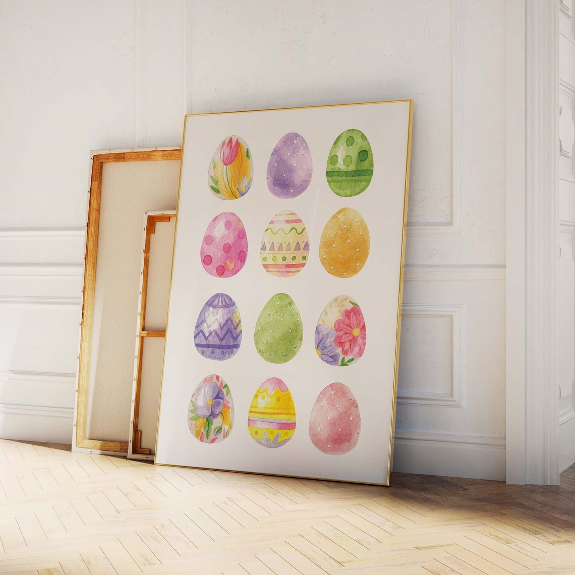 Watercolor Easter Eggs Pastel Decorated Eggs Spring Holiday Poster - Image 2