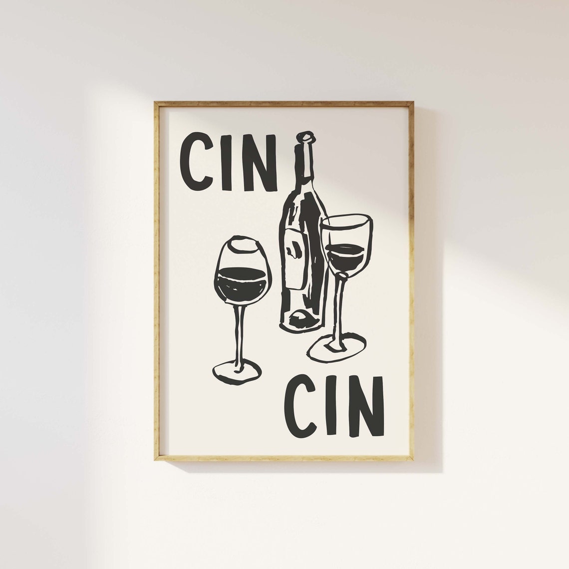 Cin Cin Print Art Cute Wine Sketch Print Cocktail Bar Art Trendy Kitchen Print Cheers Wall Art - Image 4