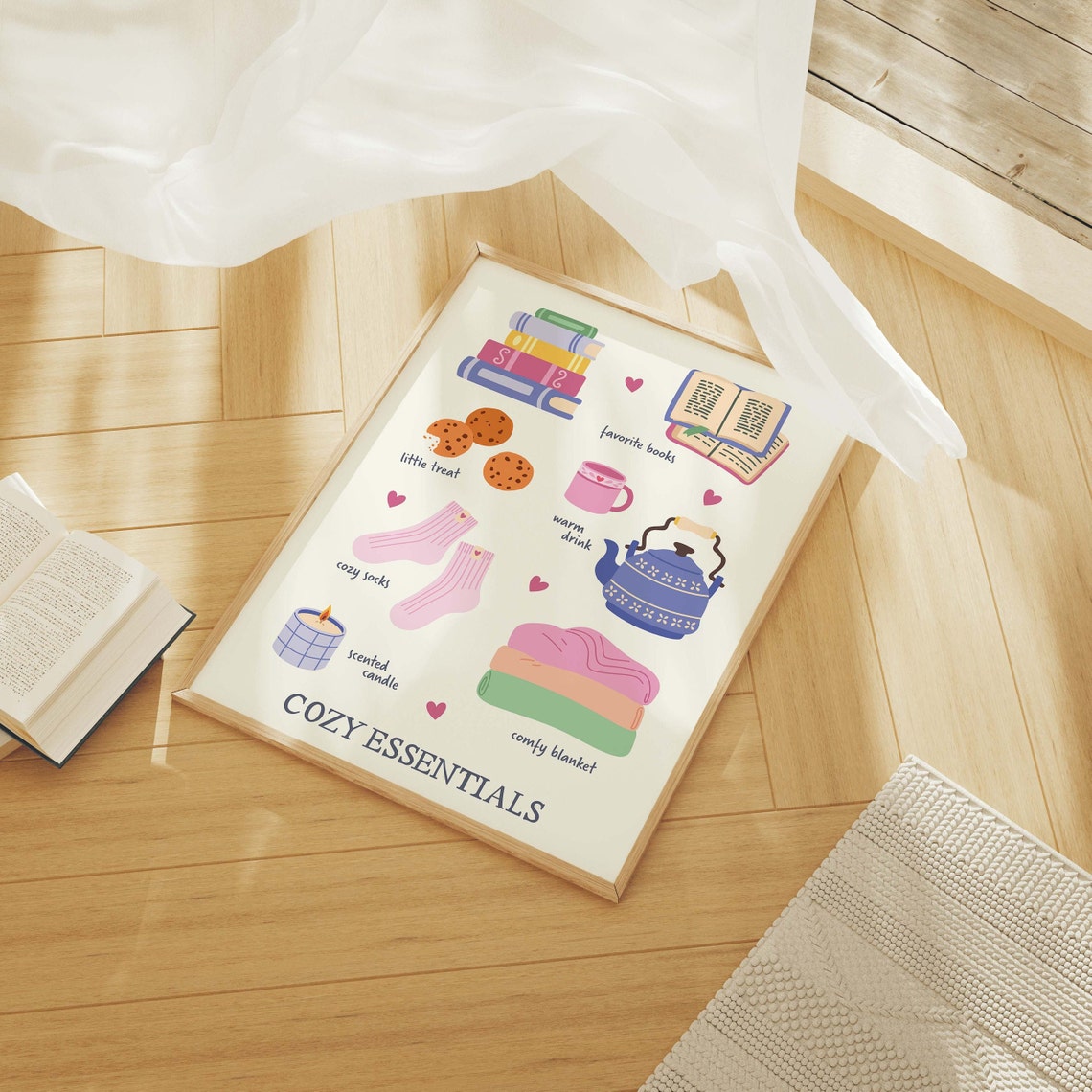 Cozy Essentials Cute Hygge Infographic Poster For Book Lovers - Image 4