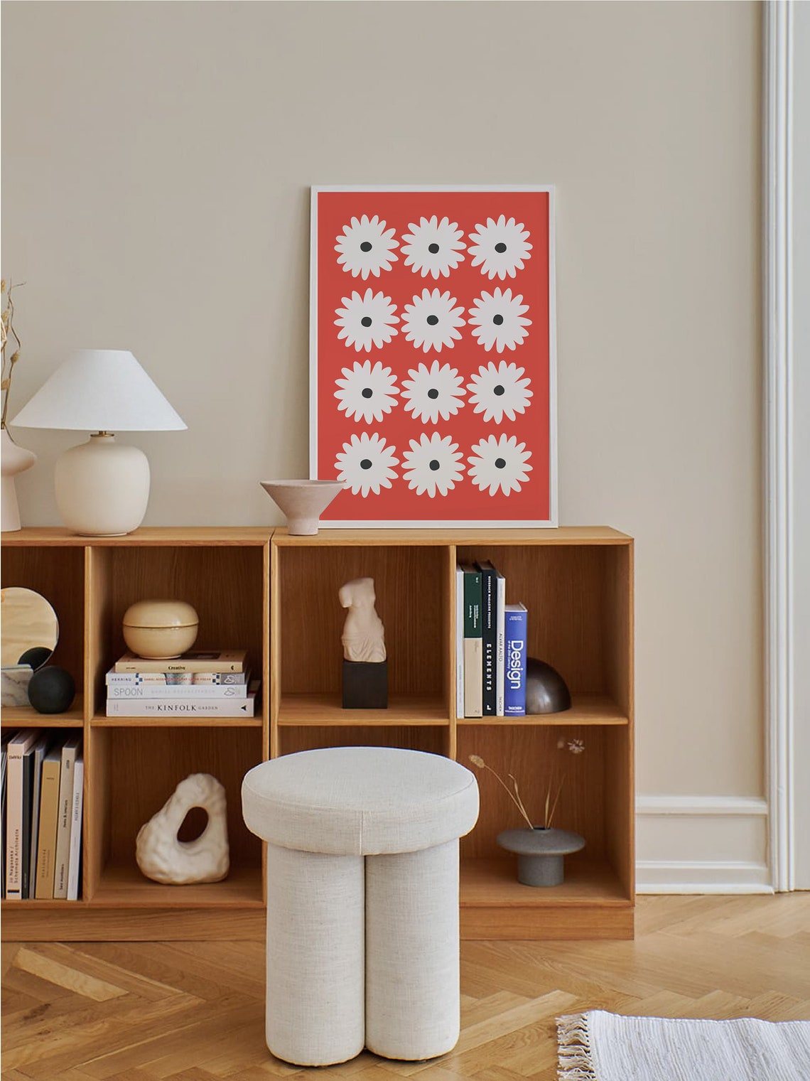 Red Daisy Print Art Flower Wall Art Red Daisies Floral Art Print Cute Trendy Wall Art - Image 5